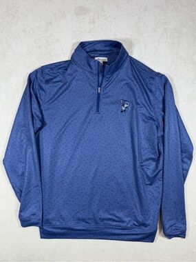 Peter Millar L Glen Oak Country Club All Over Pattern Blue Performance 1/4 Zip